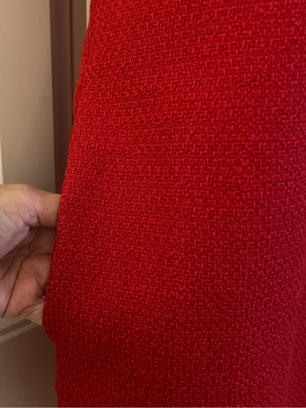 J.Crew Holiday Red Bouclé/Tweed-Texture Dress Crystal Jeweled floral buttons - Picture 5 of 14